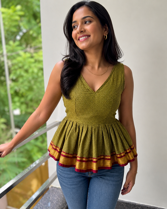 KHAN COTTON PEPLUM SHORT TOP