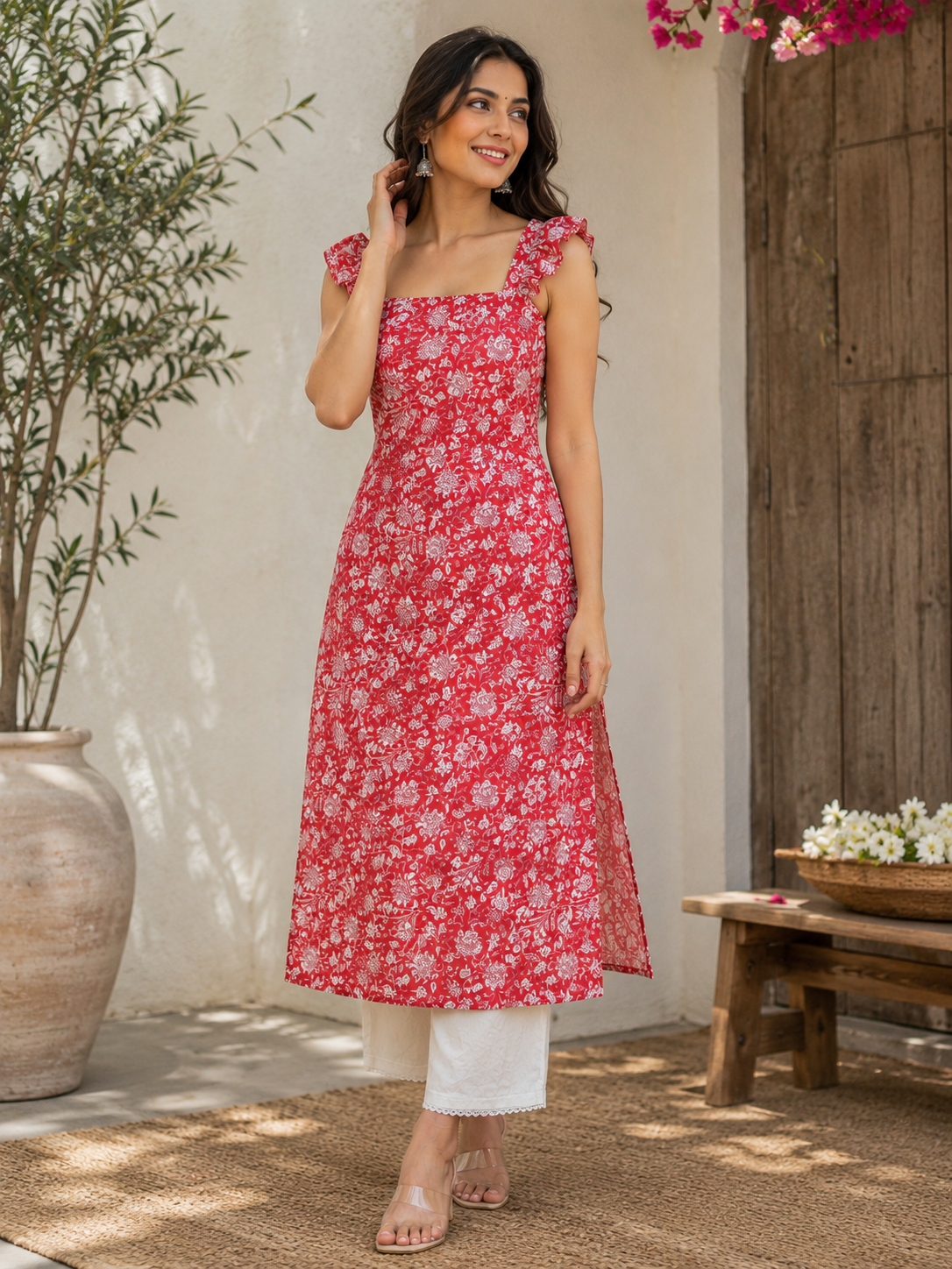Cotton butterfly sleeves kurti