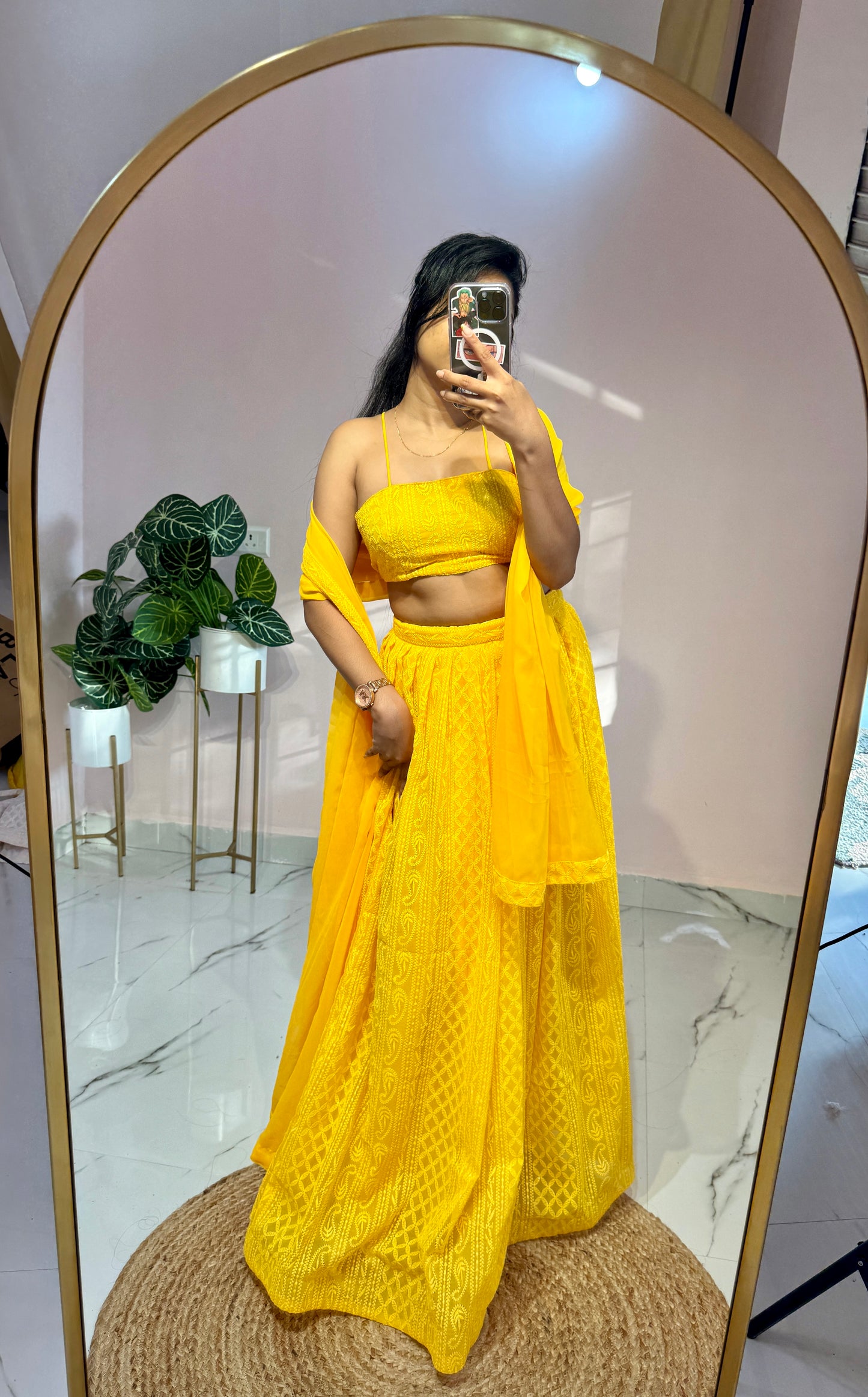 STRAPPY CHIKANKARI LEHENGA SET