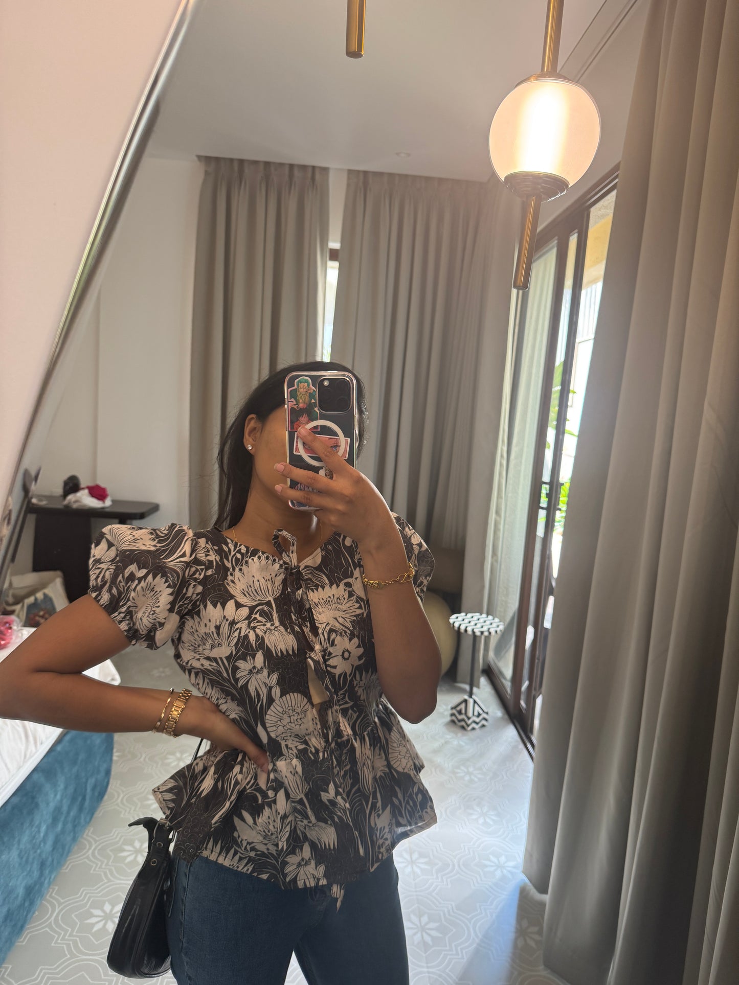COTTON TIE UP PEPLUM TOP