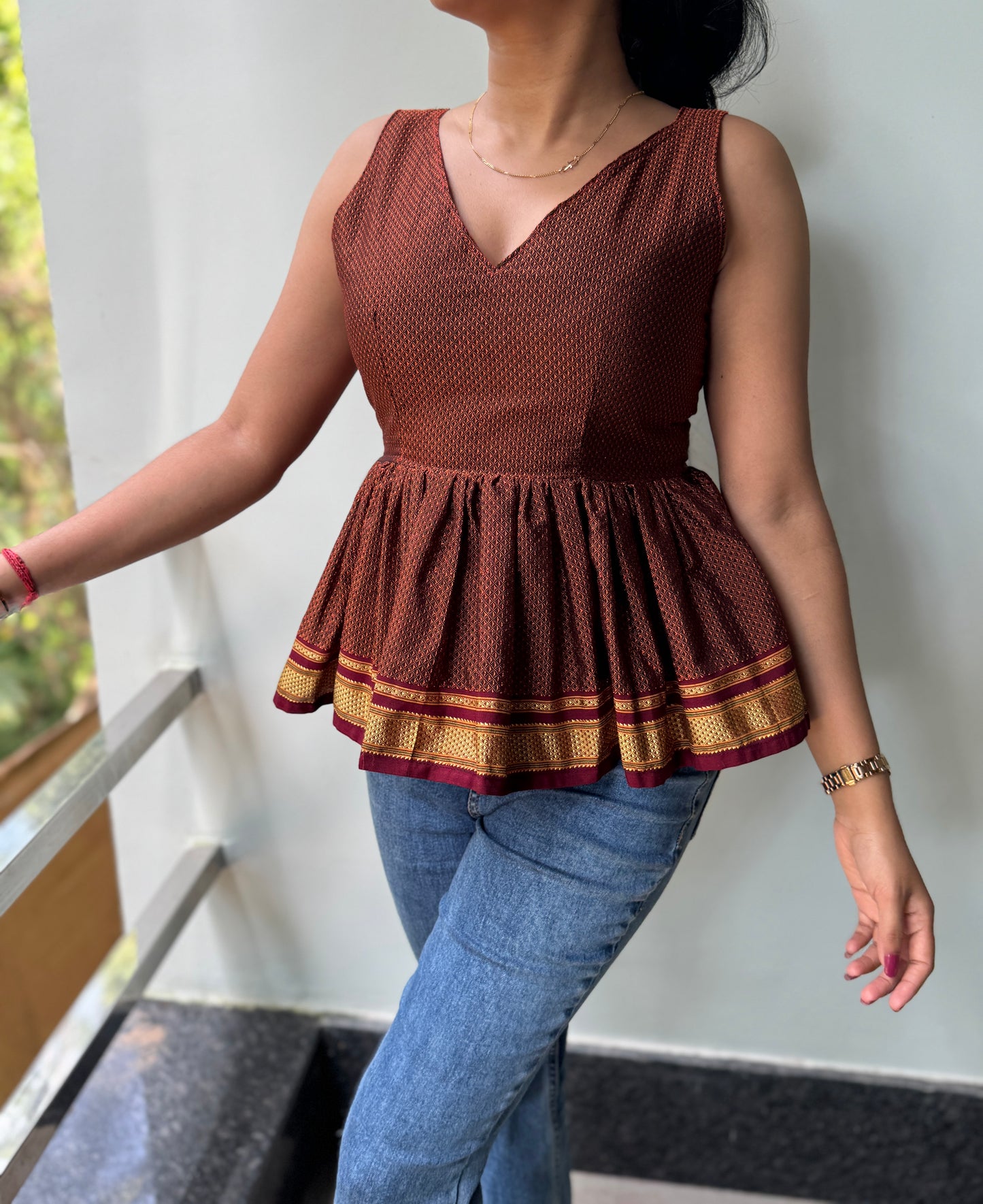 KHAN COTTON PEPLUM SHORT TOP