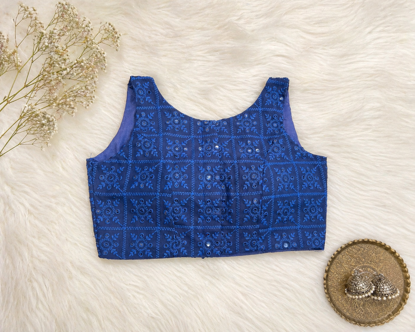 NAVY BLUE CHIKANAKRI BLOUSE