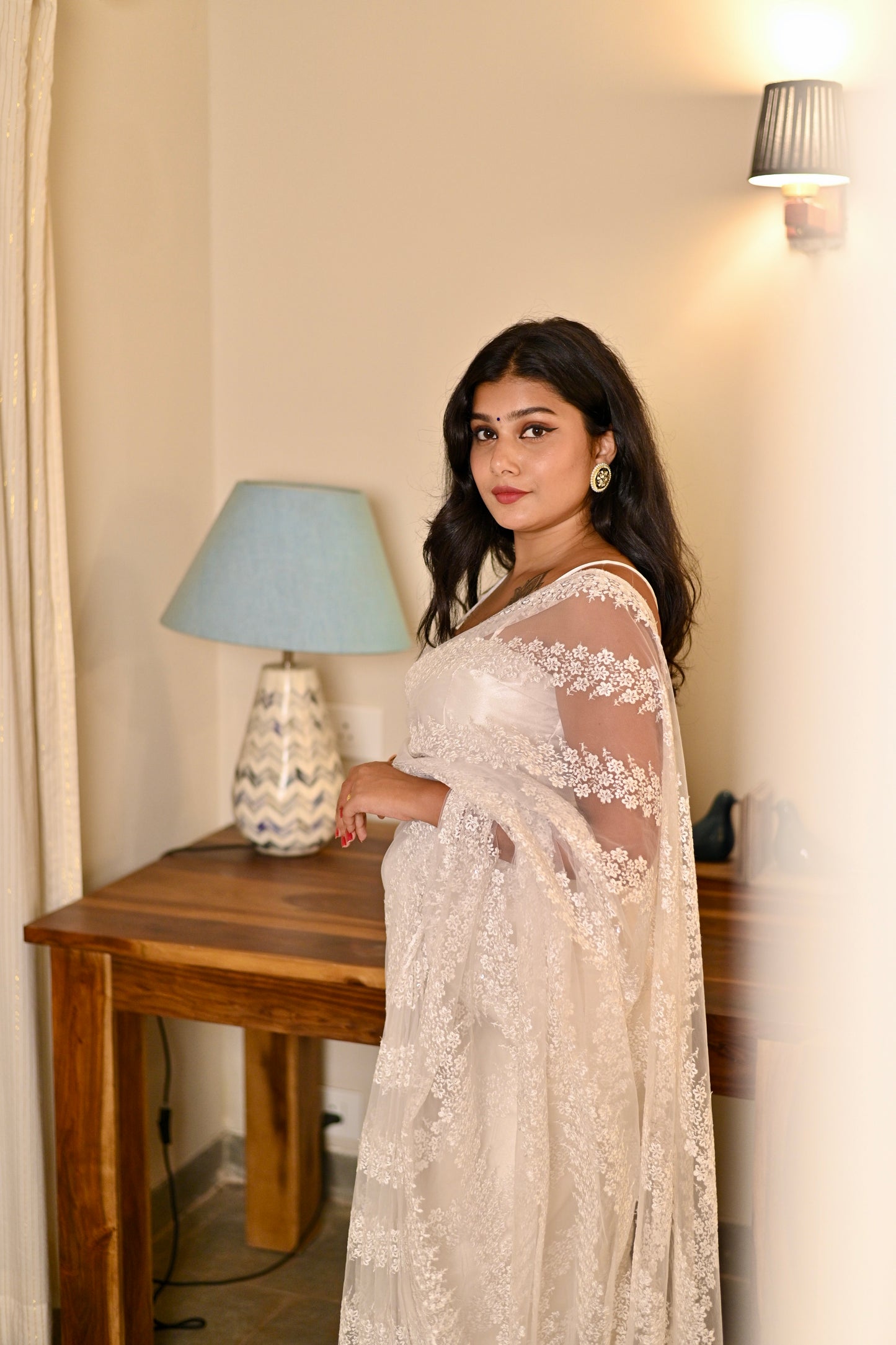 EMBROIDERED NET SEQUENCE SAREE