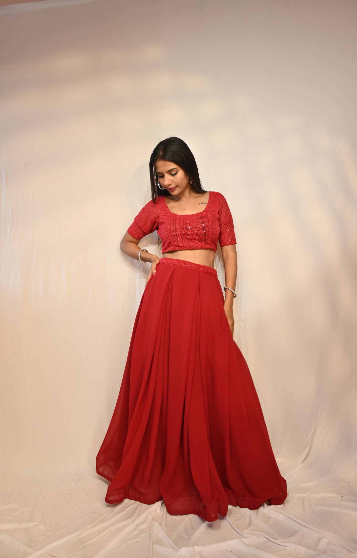 CROP CHOLI AND LEHENGA SKIRT
