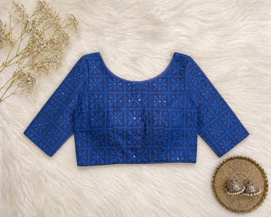NAVY BLUE CHIKANAKRI BLOUSE
