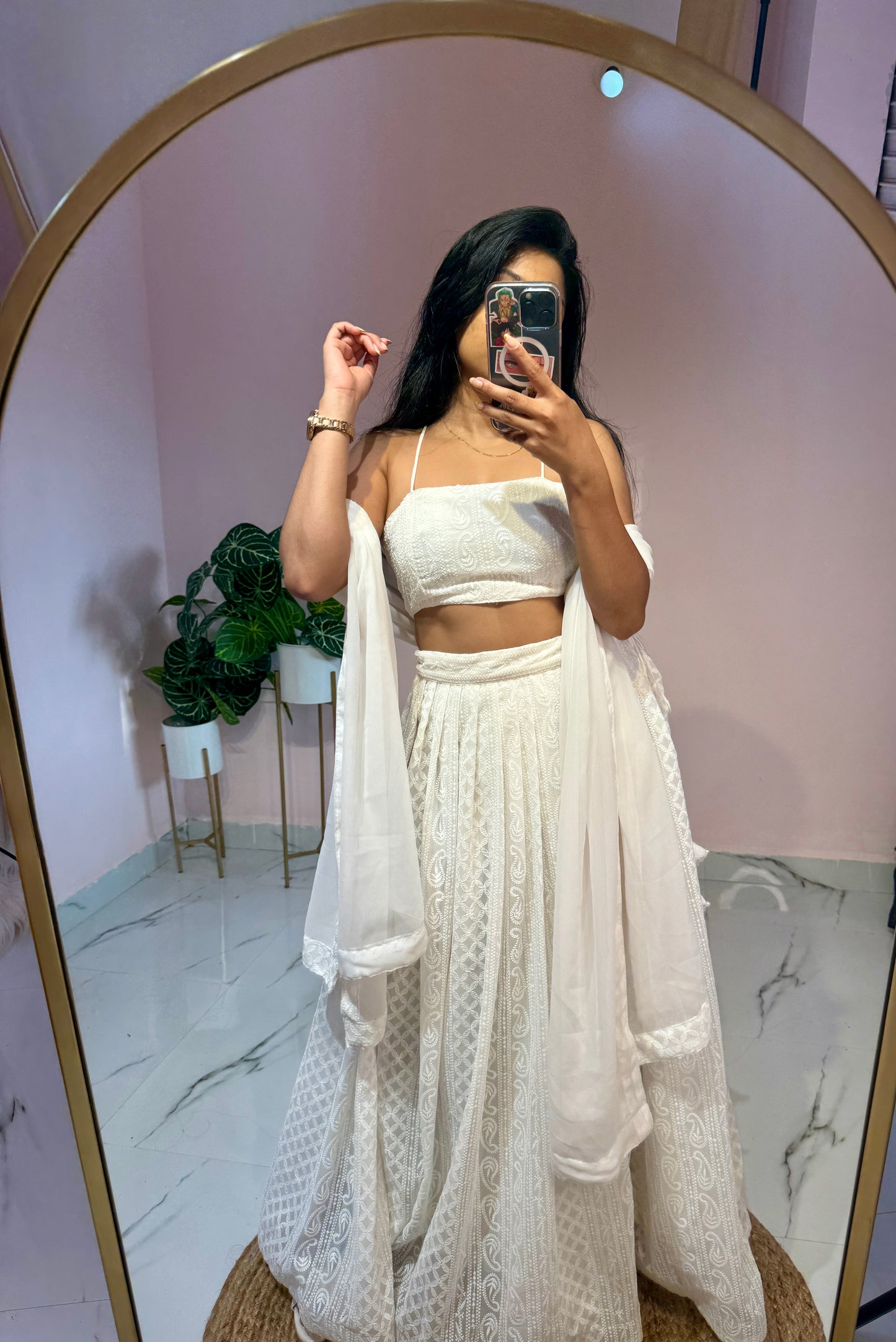 STRAPPY CHIKANKARI LEHENGA SET
