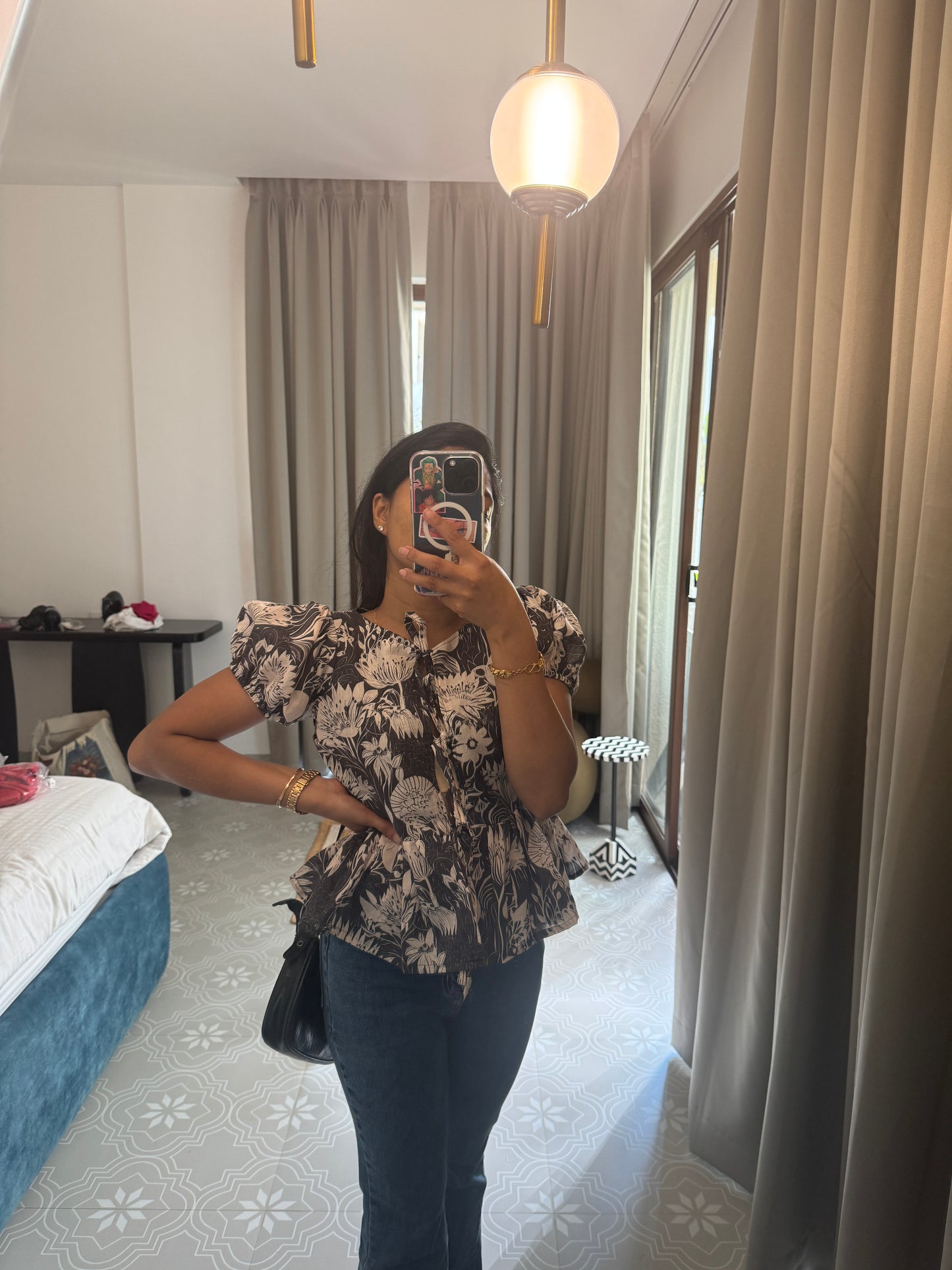 COTTON TIE UP PEPLUM TOP