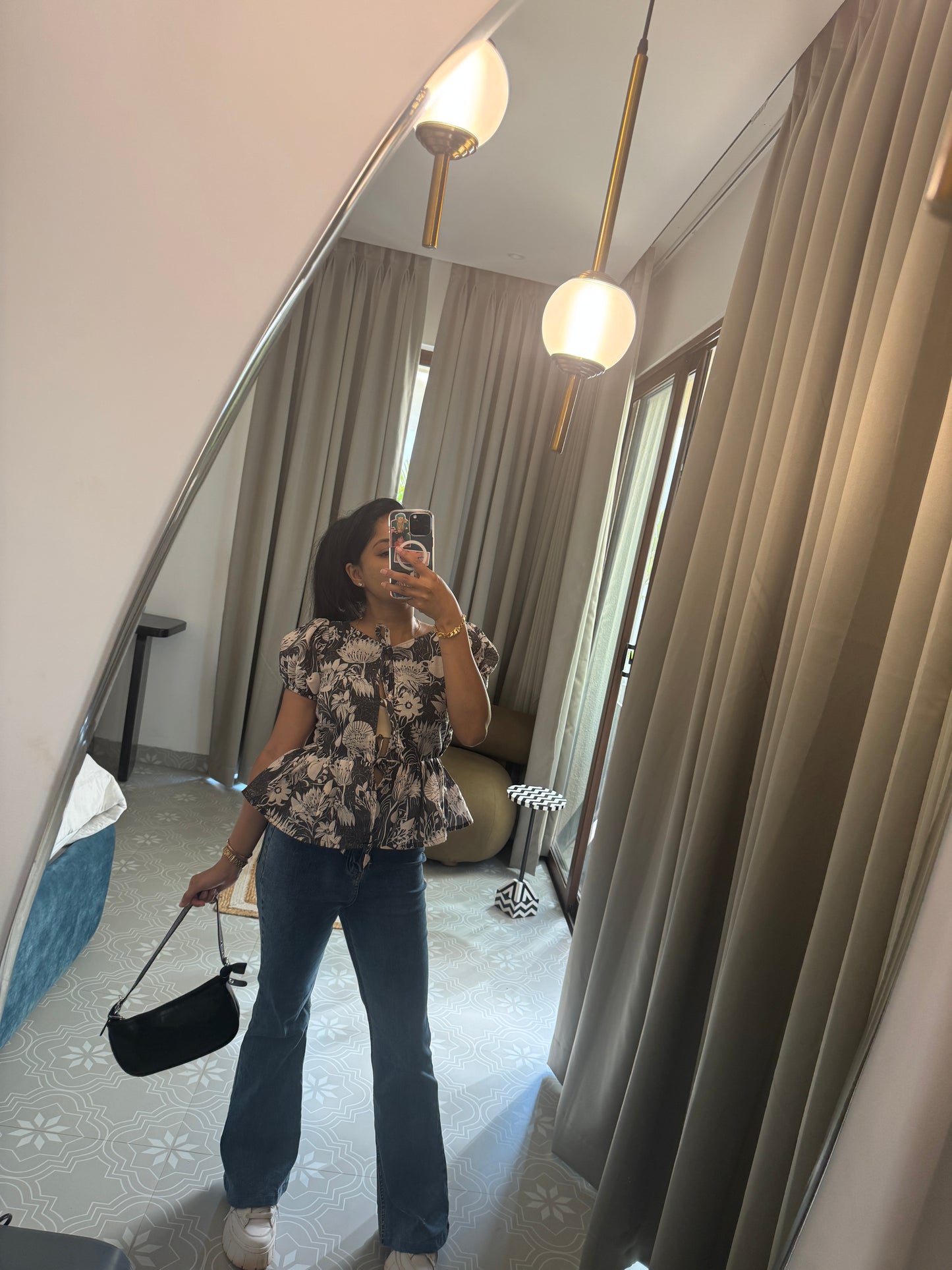 COTTON TIE UP PEPLUM TOP