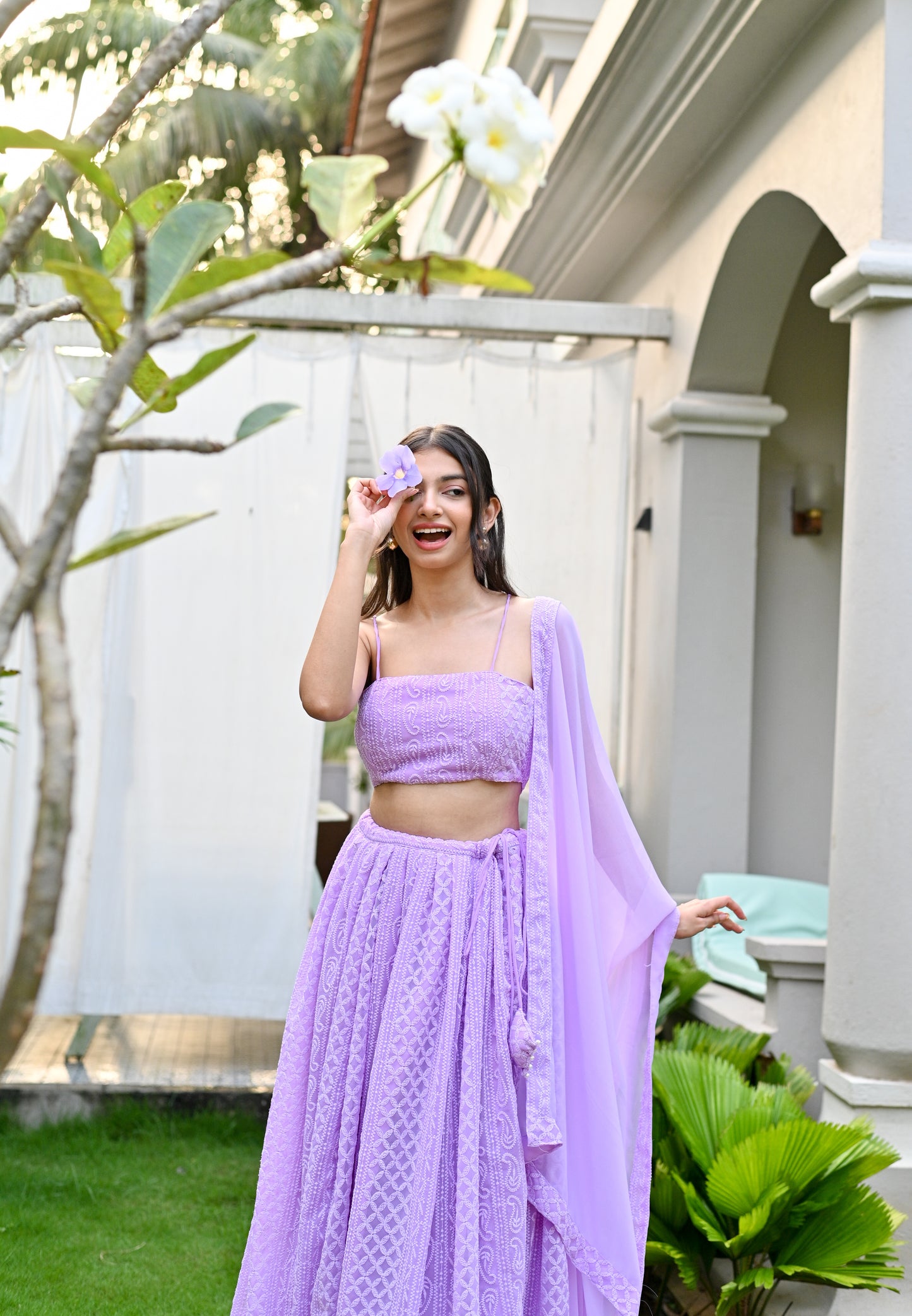 STRAPPY CHIKANKARI LEHENGA SET