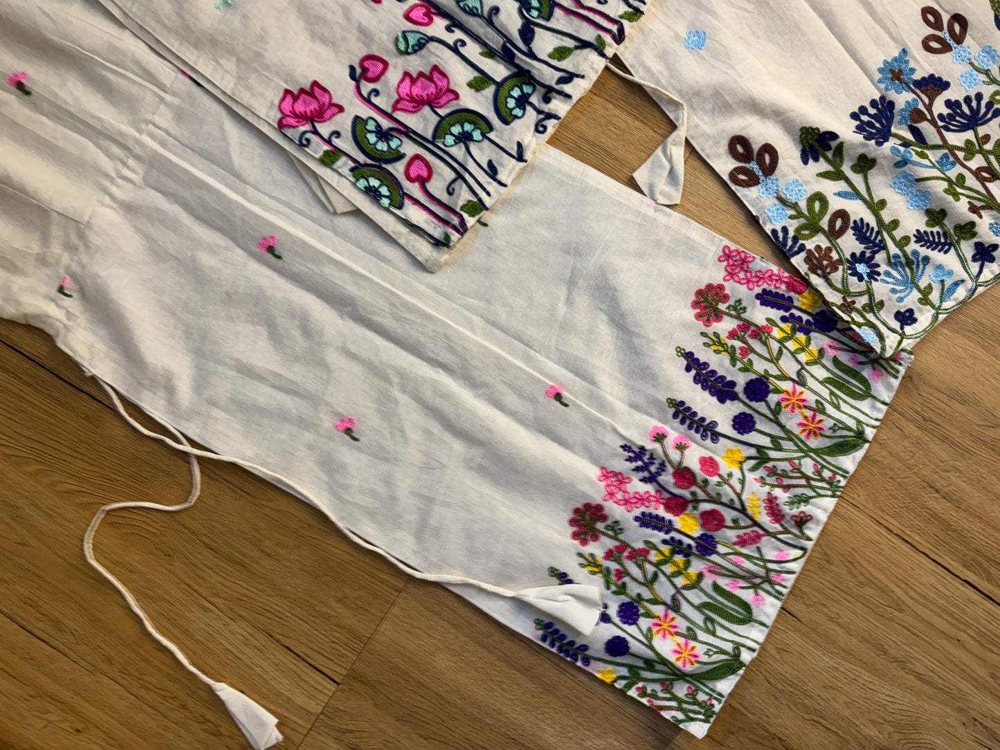 Cotton embroidered side tassel kurti