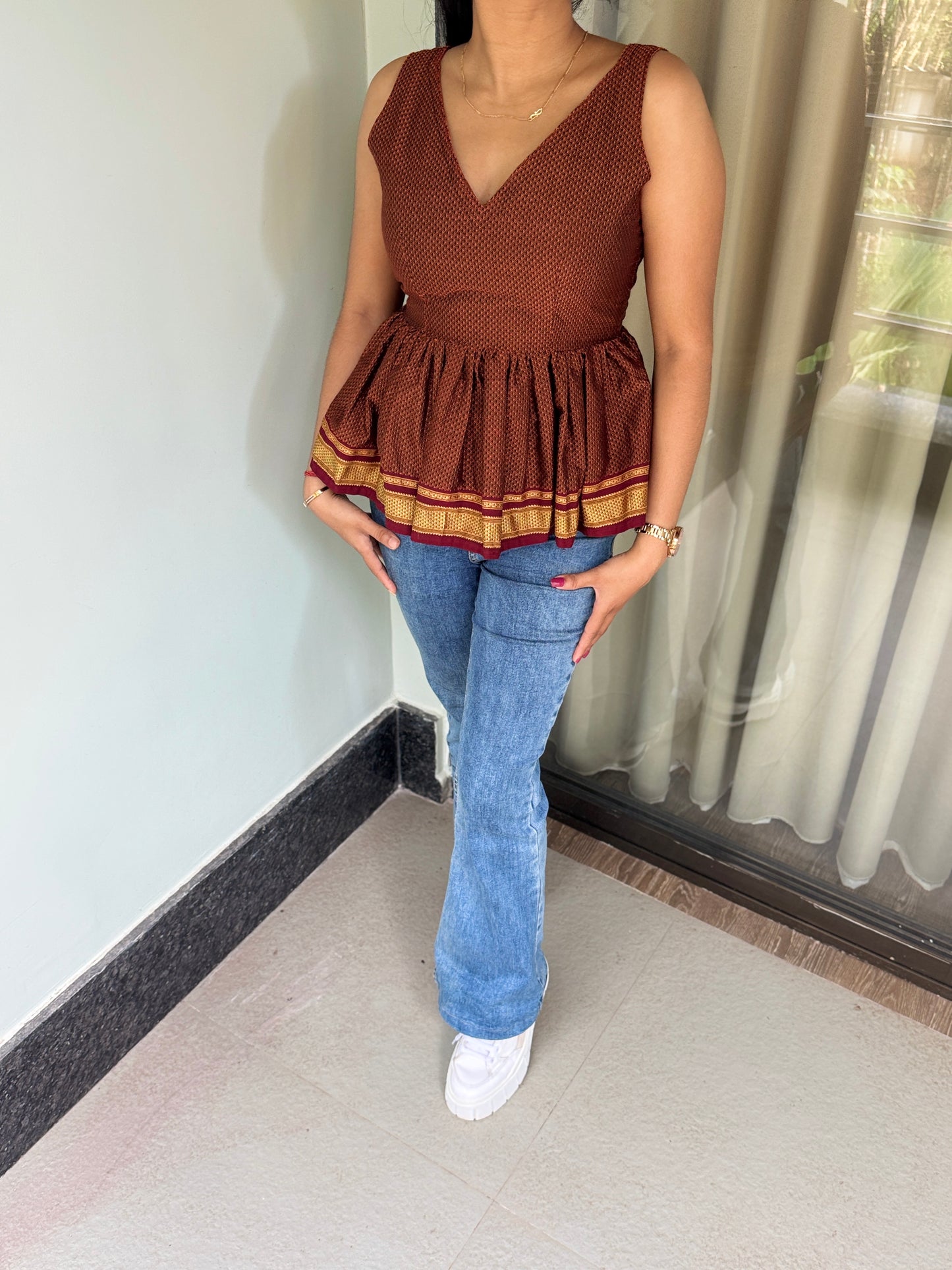 KHAN COTTON PEPLUM SHORT TOP