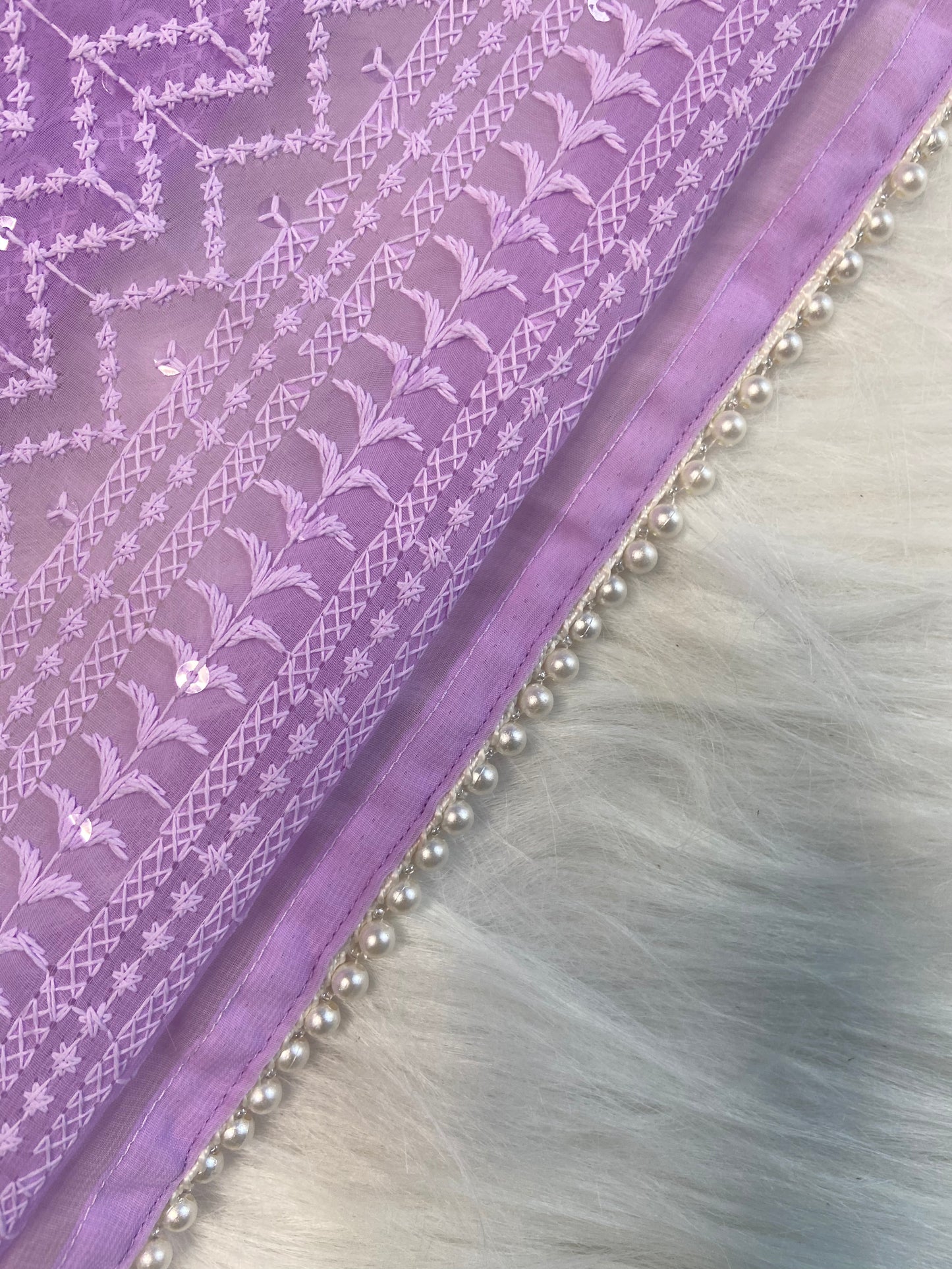 Pearl embroidered Saree