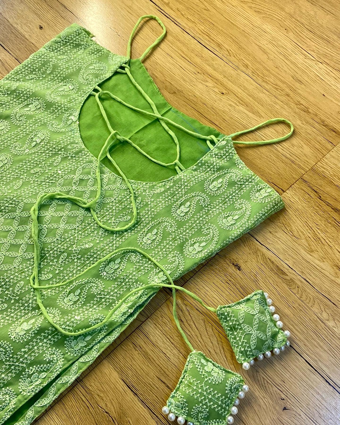 NOODLE STRAP PEARL TASSEL KURTI