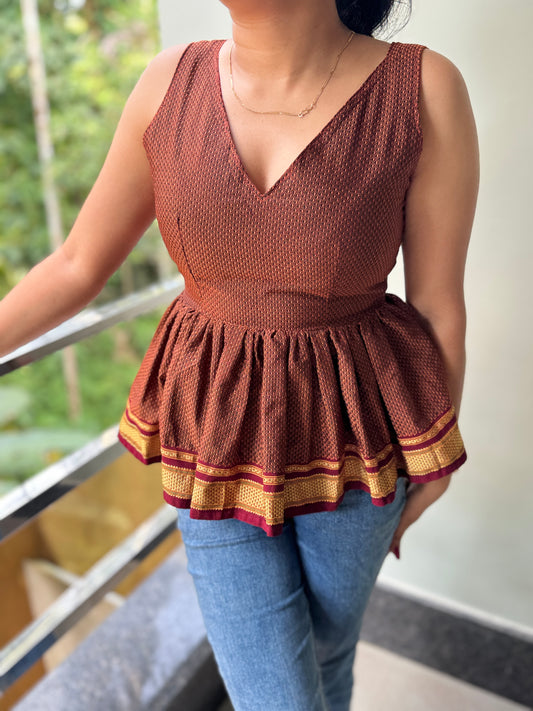 KHAN COTTON PEPLUM SHORT TOP