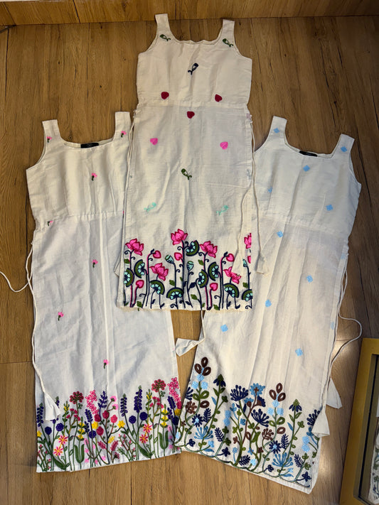 Cotton embroidered side tassel kurti