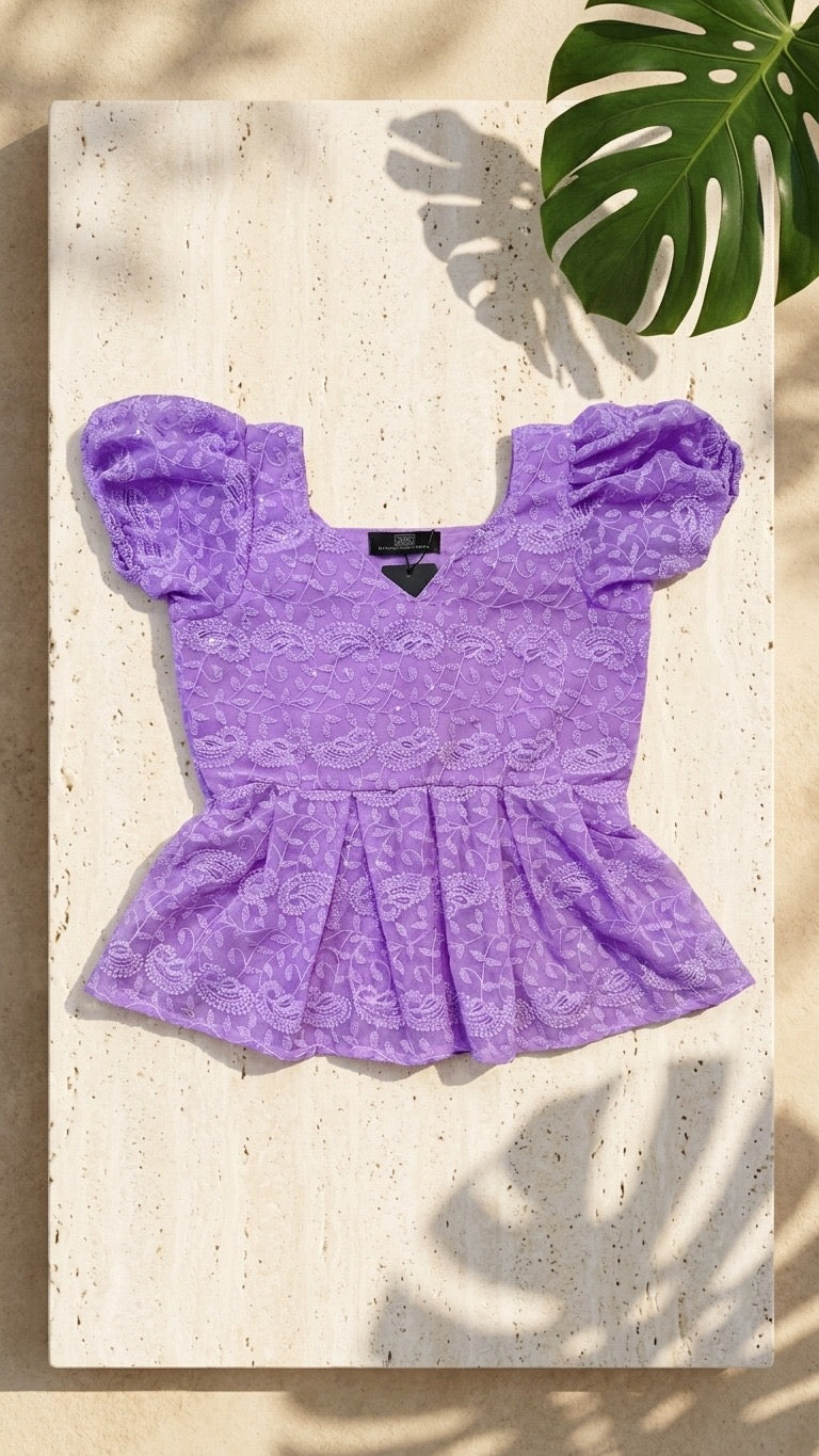 EMBROIDERED PEPLUM TOP