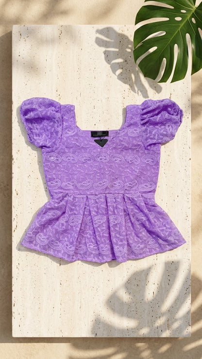 EMBROIDERED PEPLUM TOP