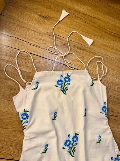 BLUE BLOOM COTTON TIE UP KURTI