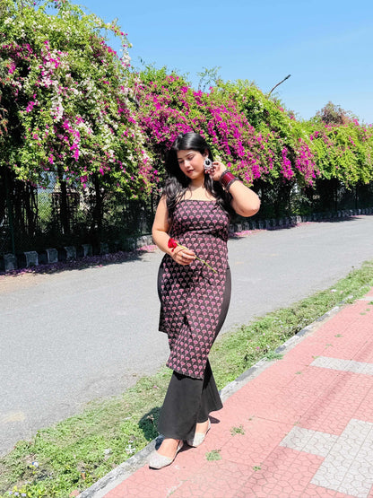 Ajrakh padded corset back kurti