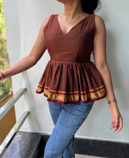 KHAN COTTON PEPLUM SHORT TOP