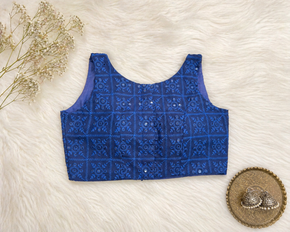 NAVY BLUE CHIKANAKRI BLOUSE