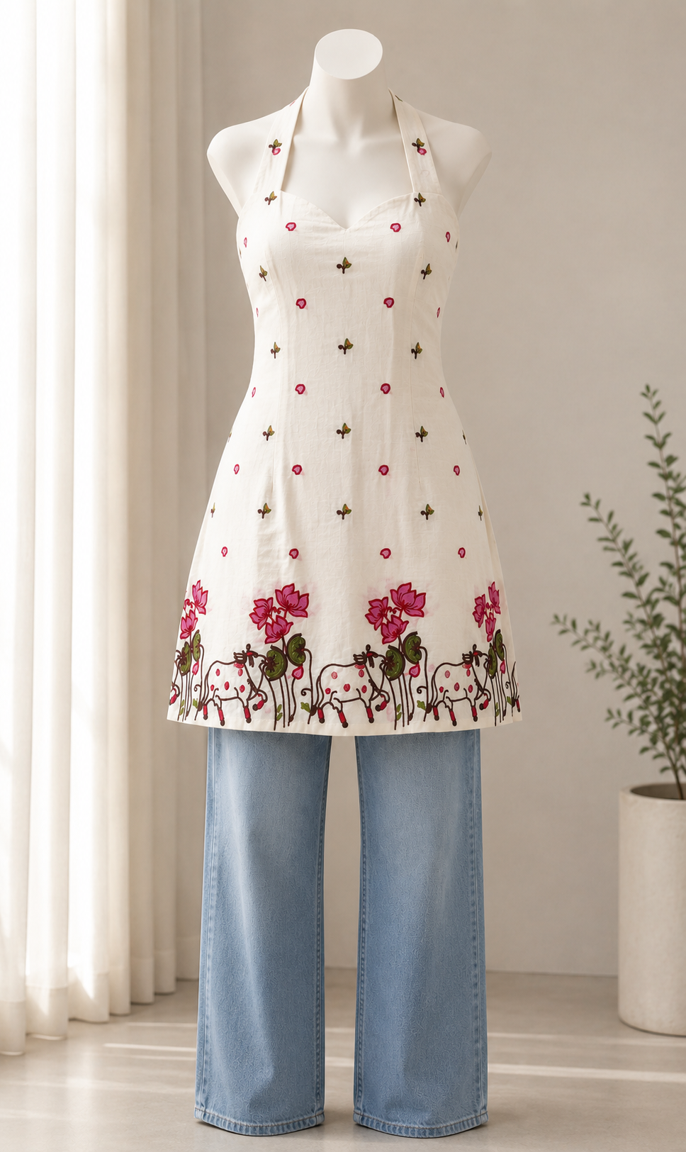 GAUKAMAL HALTER NECK KURTI