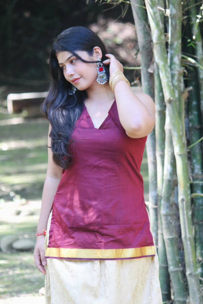 HALTER NECK BACKLESS SHORT KURTI