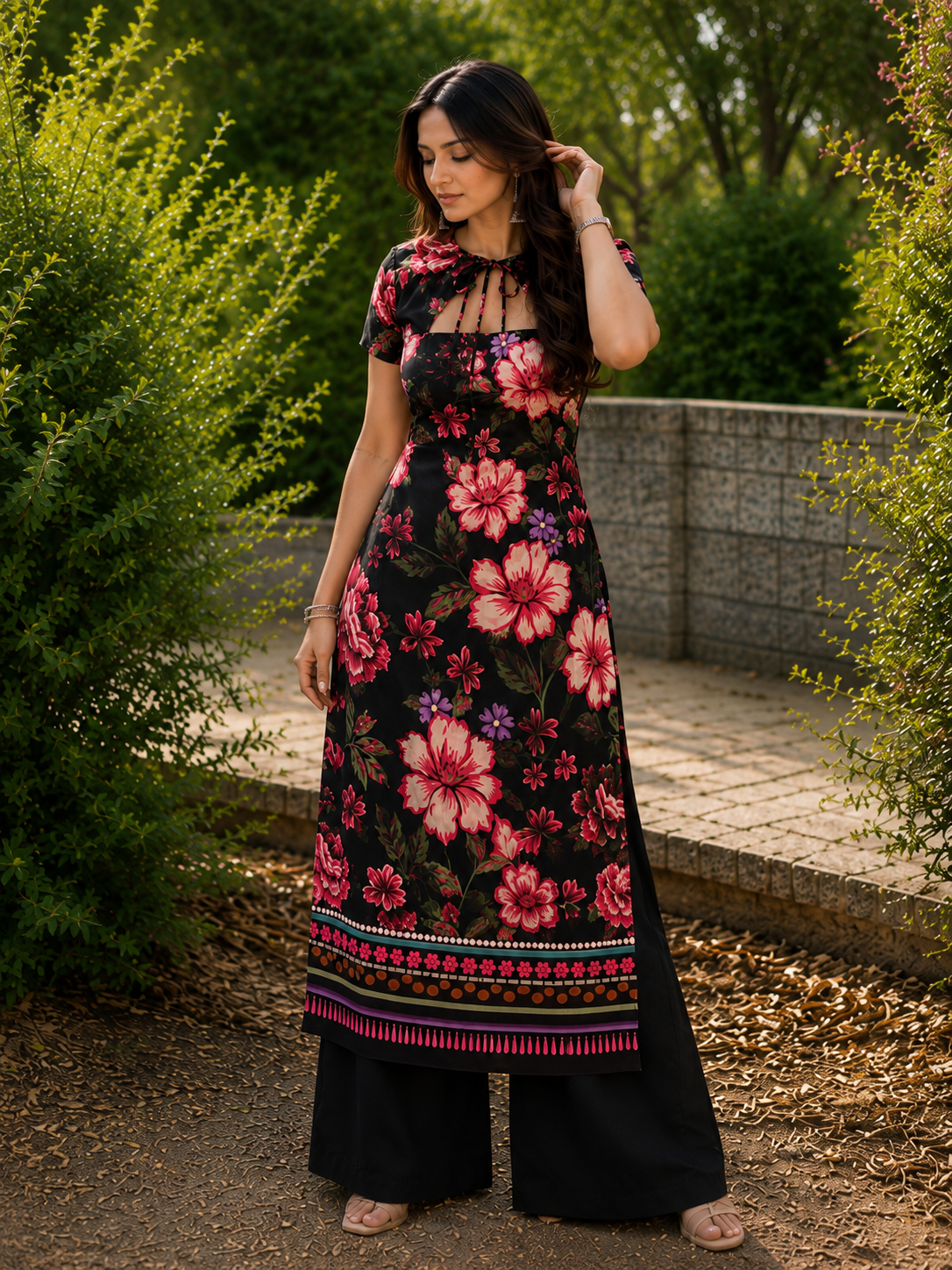 midnight bloom Kurti Set