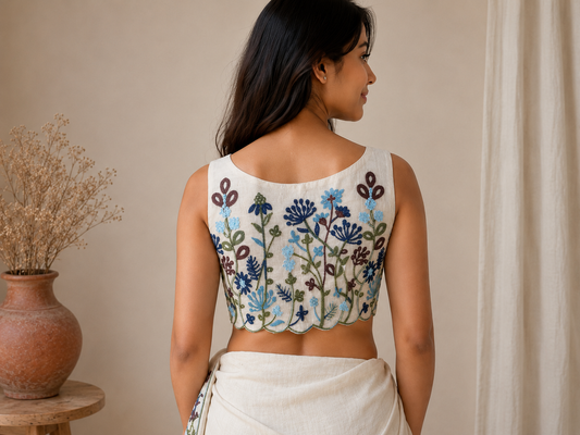FLORAL KORA COTTON BLOUSE