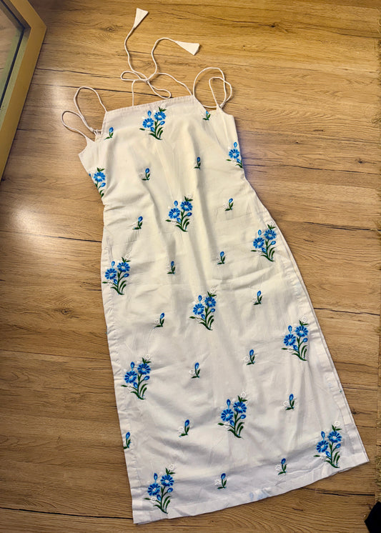 BLUE BLOOM COTTON TIE UP KURTI