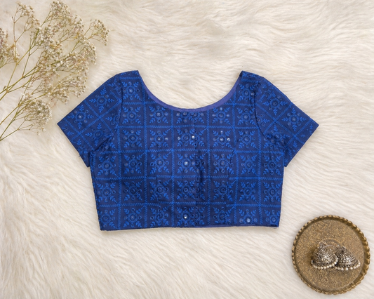 NAVY BLUE CHIKANAKRI BLOUSE