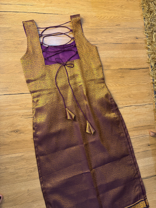 BROCADE STRAIGHT BACKLESS LONG  KURTI