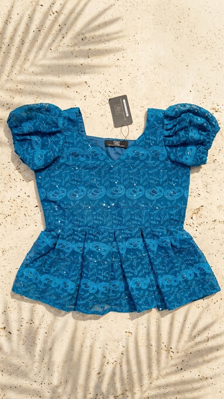 EMBROIDERED PEPLUM TOP