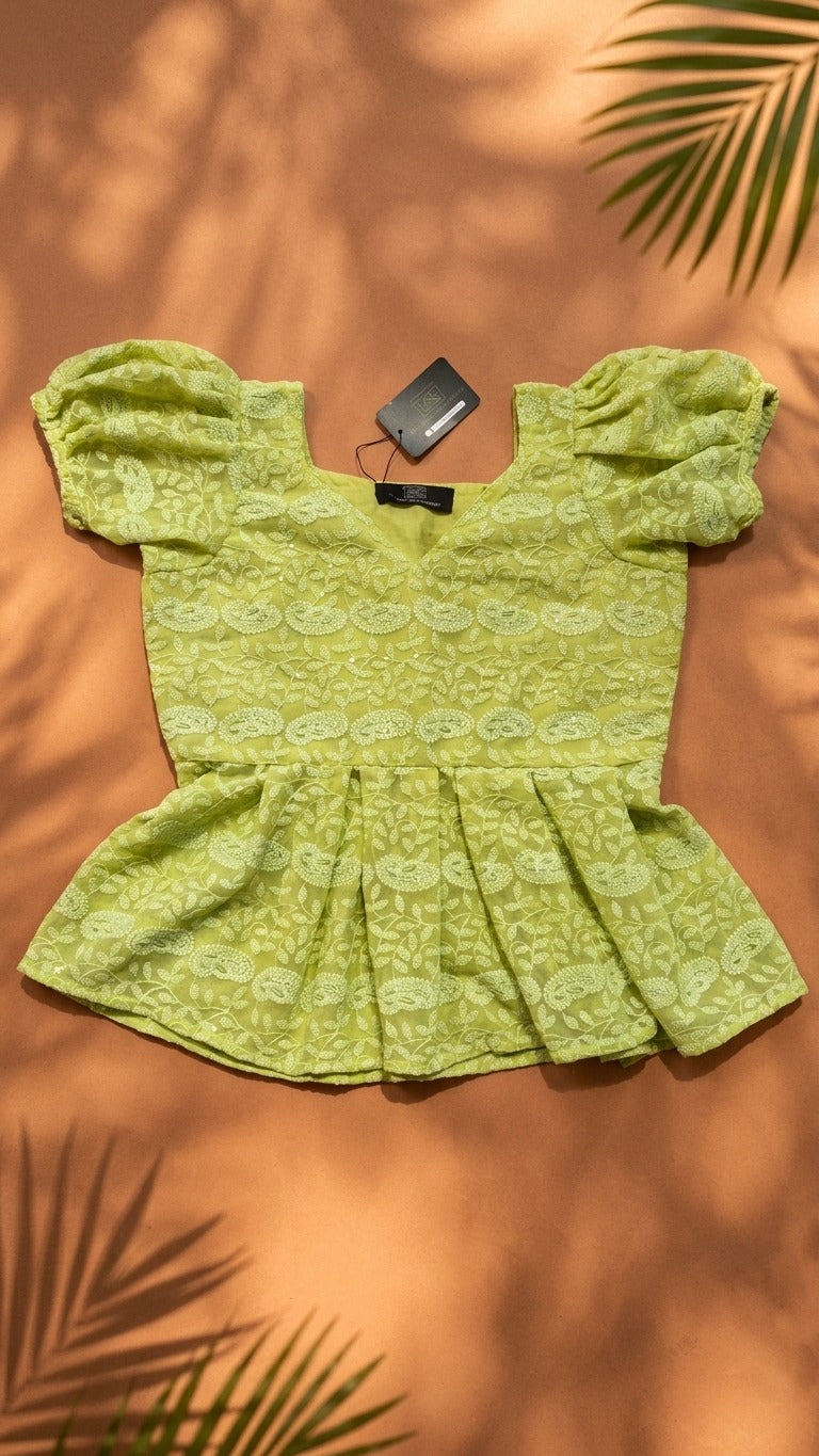 EMBROIDERED PEPLUM TOP