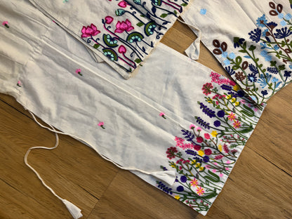 Cotton embroidered side tassel kurti