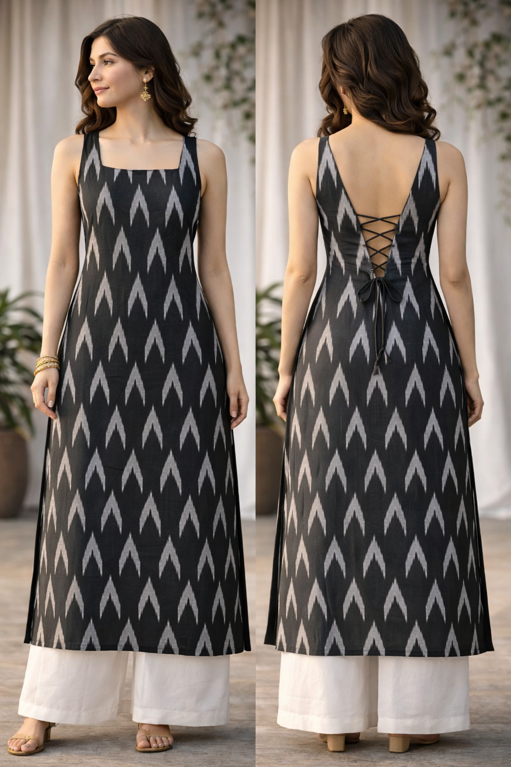 AKIRA IKAT BACKLESS KURTI