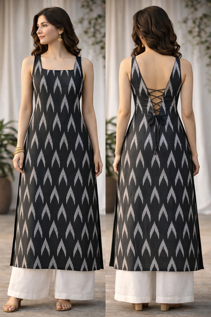 AKIRA IKAT BACKLESS KURTI