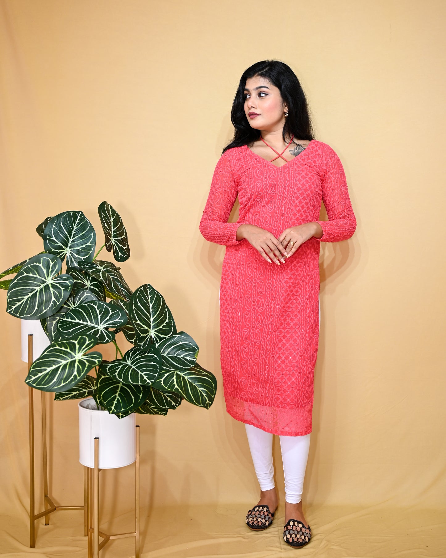 V NECK TIE UP KURTI