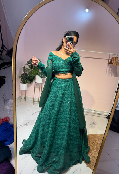 Nazrana  Chikankari Ghera Lehenga