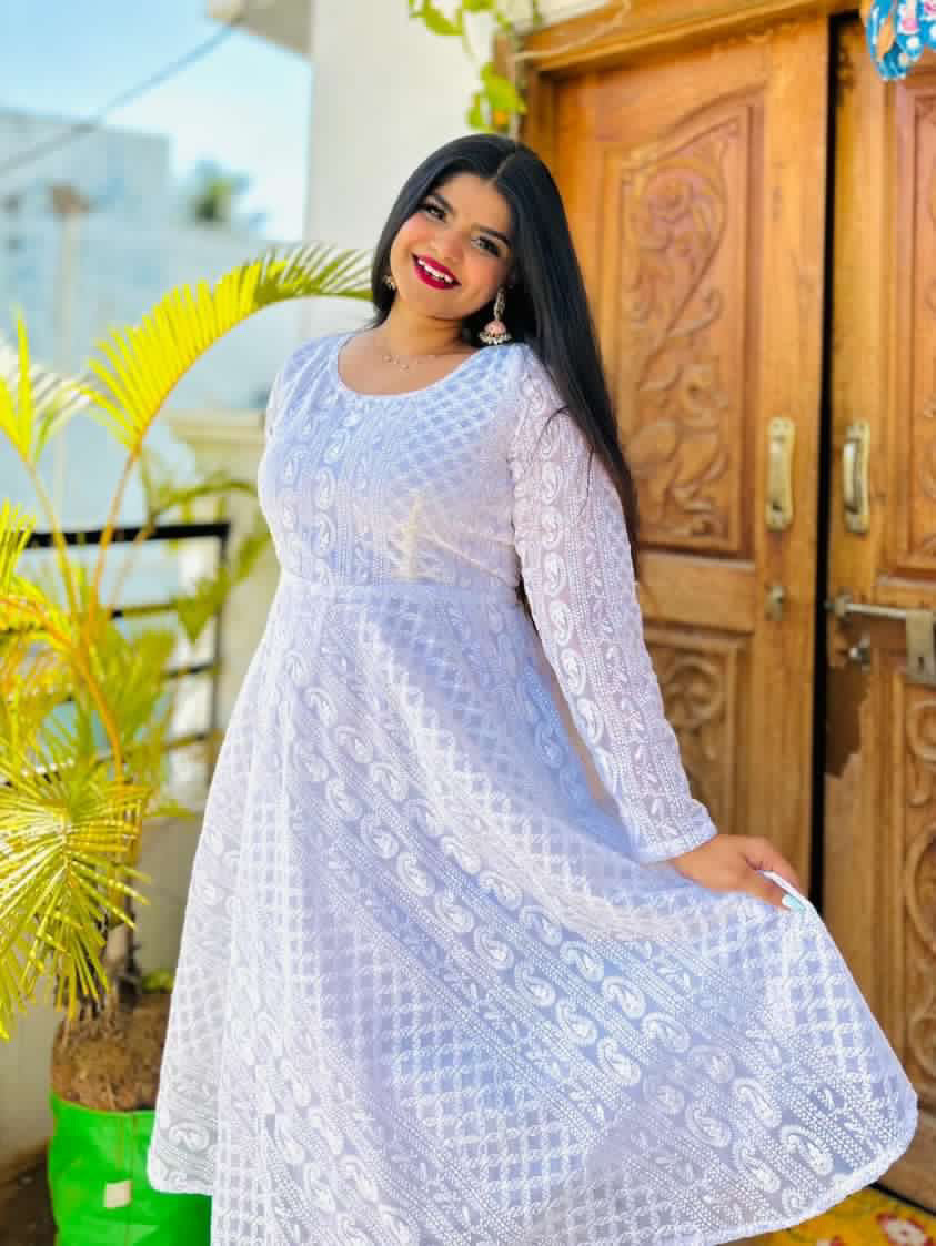 WHITE ANARKALI