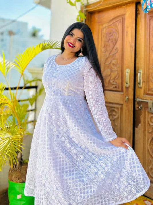 WHITE ANARKALI